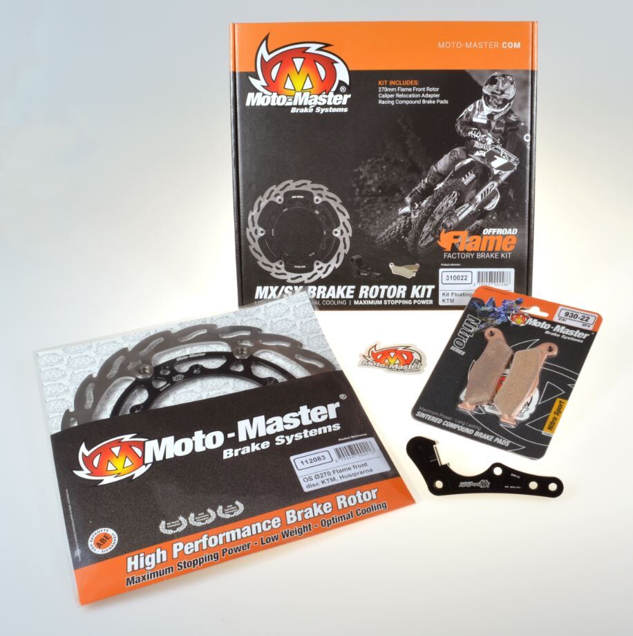 MOTO-MASTER BRAKE KIT FLAME FLOATING DISC 270 MM, BRAKE PADS, RELOCATE BRACKET 310038