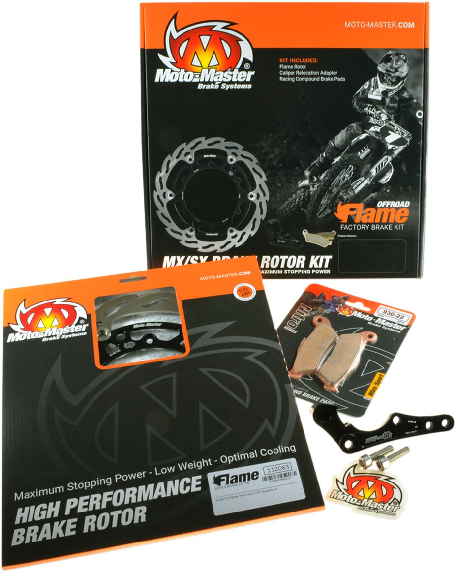 MOTO-MASTER BRAKE KIT FLAME FLOATING ROTOR 270 MM, BRAKE PADS, RELOCATE BRACKET 310035