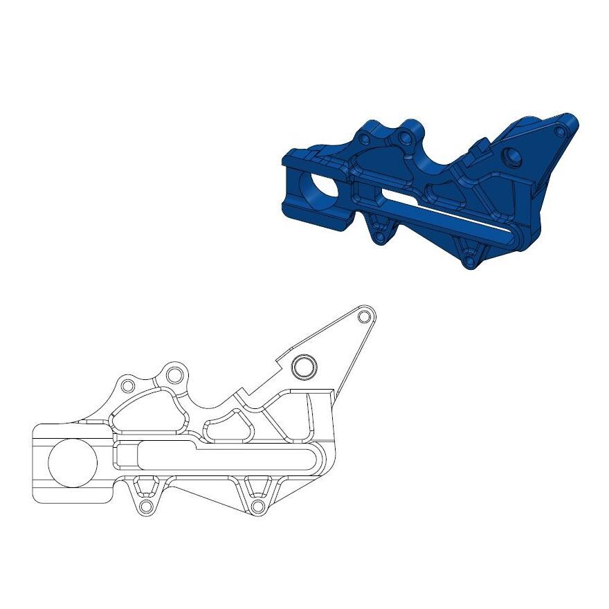 MOTO-MASTER BRAKE CALIPER RELOCATION ADAPTER OVERSIZE 220MM BLUE 211110