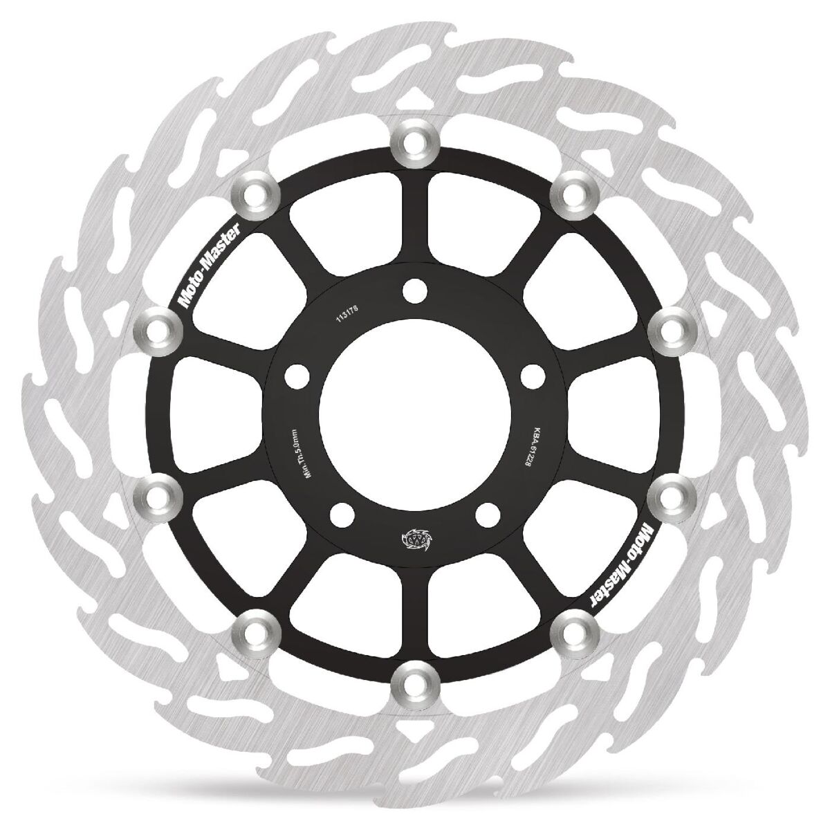 MOTO-MASTER BRAKE ROTOR FLOATING FLAME FLAMED BLACK 113178