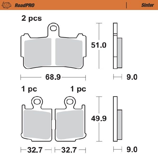MOTO-MASTER BRAKE PAD ROADPRO SINTER 407401