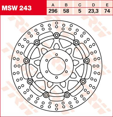 TRW BRAKE ROTOR FLOATING 296 ROUND STANDARD-DESIGN MSW243