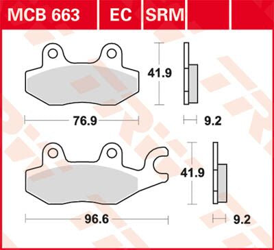 TRW BRAKE PAD ORGANIC SCOOTER -125 MCB663EC