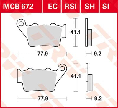 TRW BRAKE PAD SH SINTER PERFORMANCE STREET & ROAD TRACKS MCB672SH