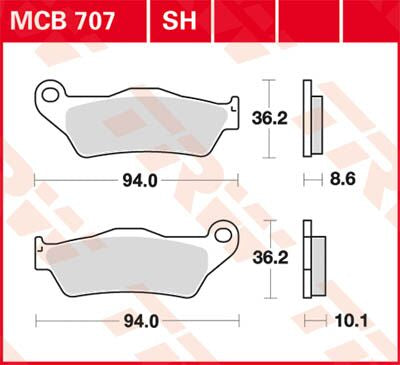 TRW BRAKE PAD SH SINTER PERFORMANCE STREET & ROAD TRACKS MCB707SH