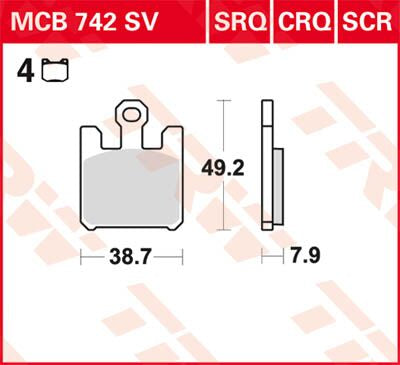 TRW BRAKE PAD SV SINTER PERFORMANCE STREET MCB742SV