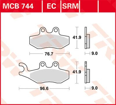 TRW BRAKE PAD SRM SINTER SCOOTER >125 MCB744SRM