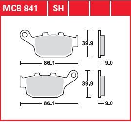 TRW BRAKE PAD SH SINTER PERFORMANCE STREET & ROAD TRACKS MCB841SH