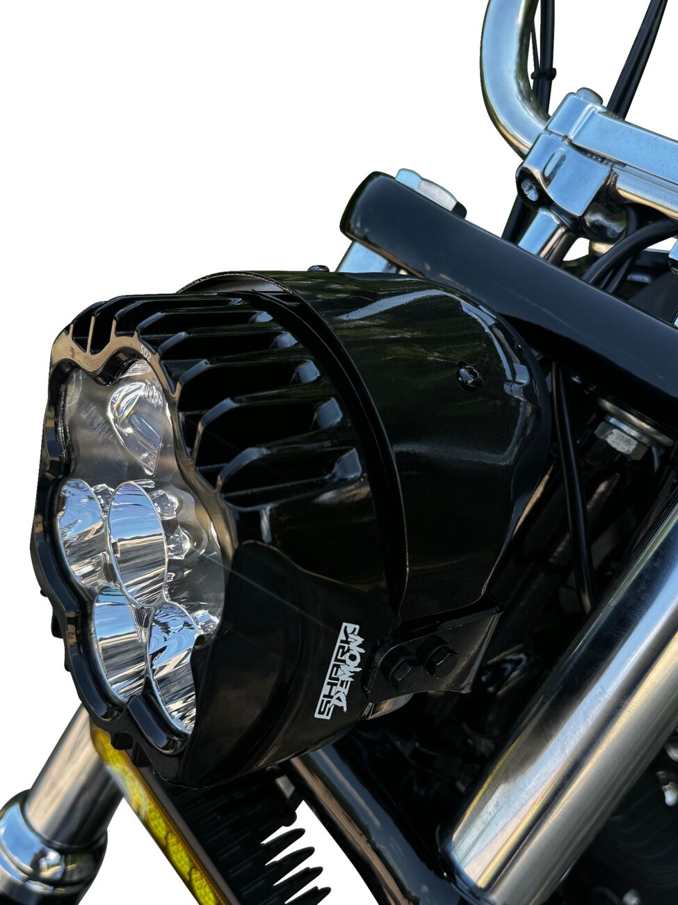 CUSTOM DYNAMICS HEADLIGHT SHARK DEMON LED PEDESTAL MT ECE SD2-PM-W-ECE