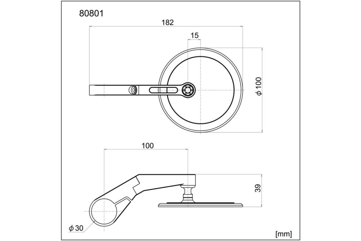 DAYTONA Bar End D-Mirror 17" Flat (Short) 80801