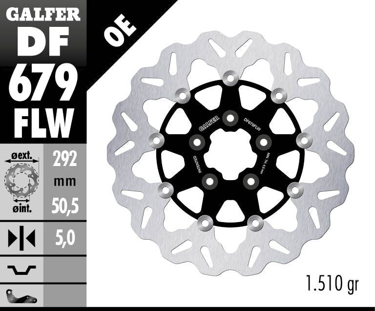 GALFER BRAKE ROTOR FLOATING WAVE STEEL CENTER DF679FLW