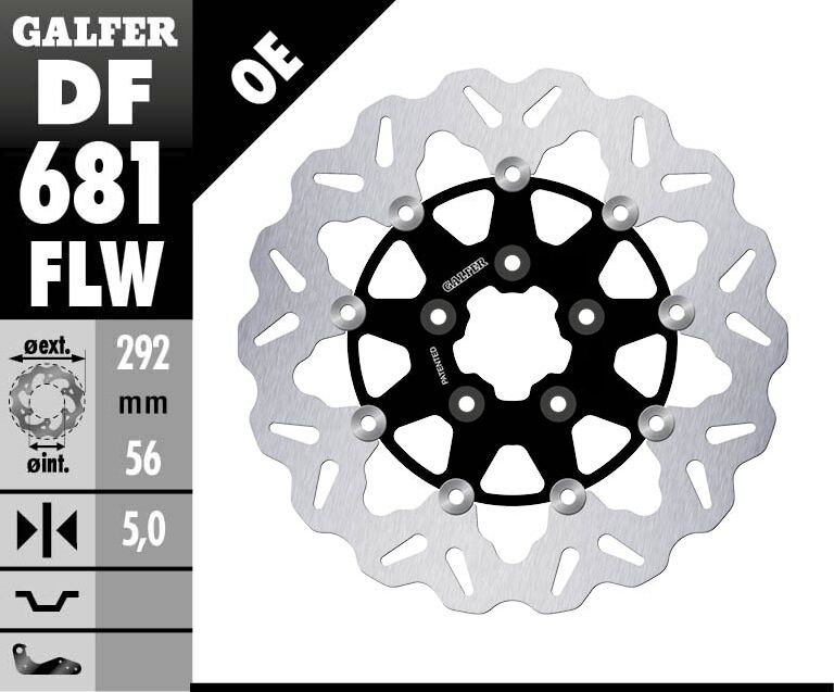 GALFER BRAKE ROTOR FLOATING WAVE STEEL CENTER DF681FLW