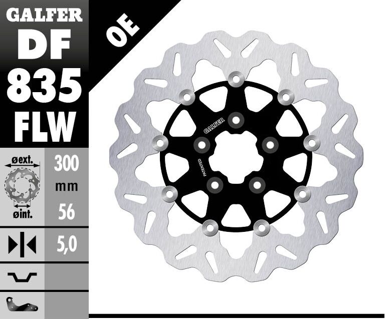 GALFER BRAKE ROTOR FLOATING WAVE STEEL CENTER DF835FLW