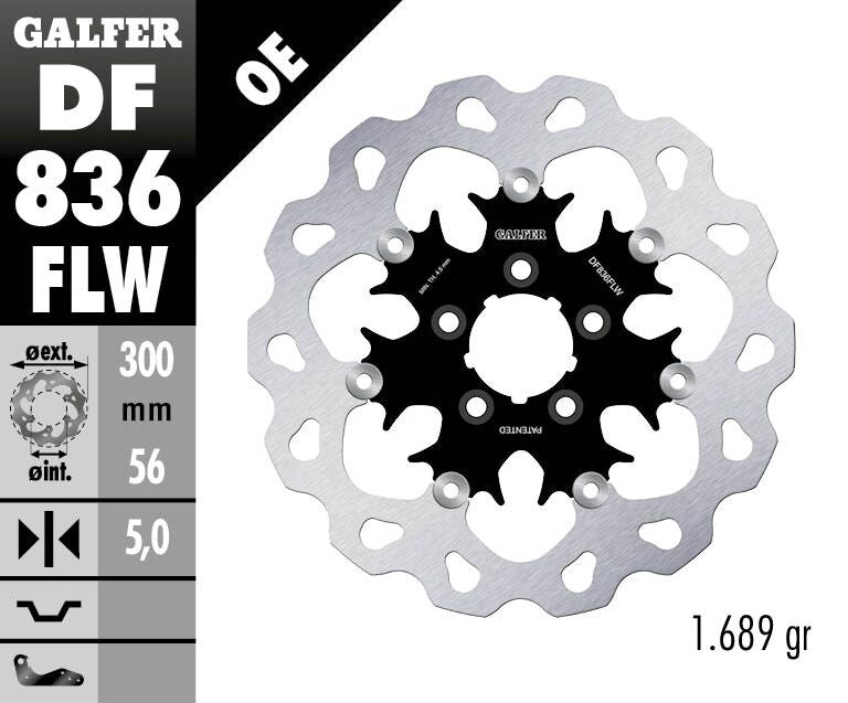 GALFER BRAKE ROTOR FLOATING WAVE STEEL CENTER DF836FLW