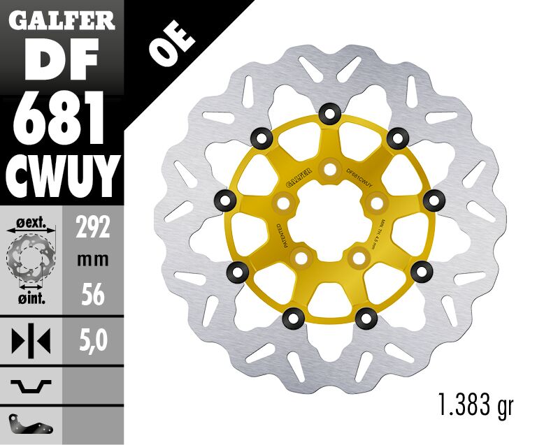 GALFER BRAKE ROTOR FLOATING WAVE GOLD DF681CWUY