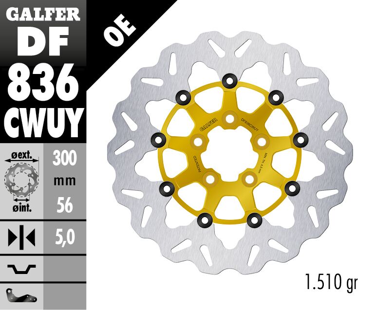 GALFER BRAKE ROTOR FLOATING WAVE GOLD DF836CWUY