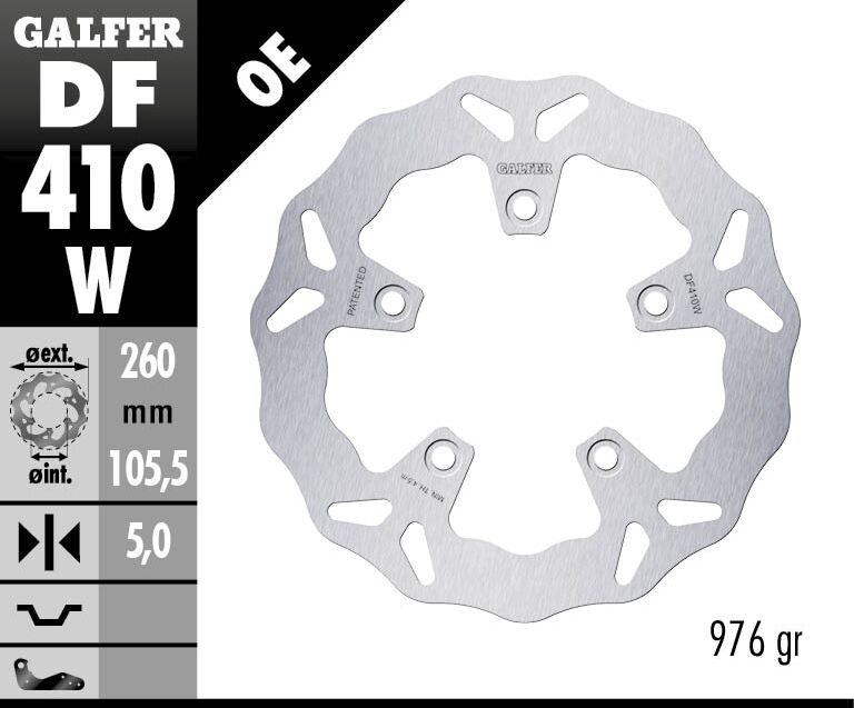 GALFER BRAKE ROTOR FIXED WAVE DF410W