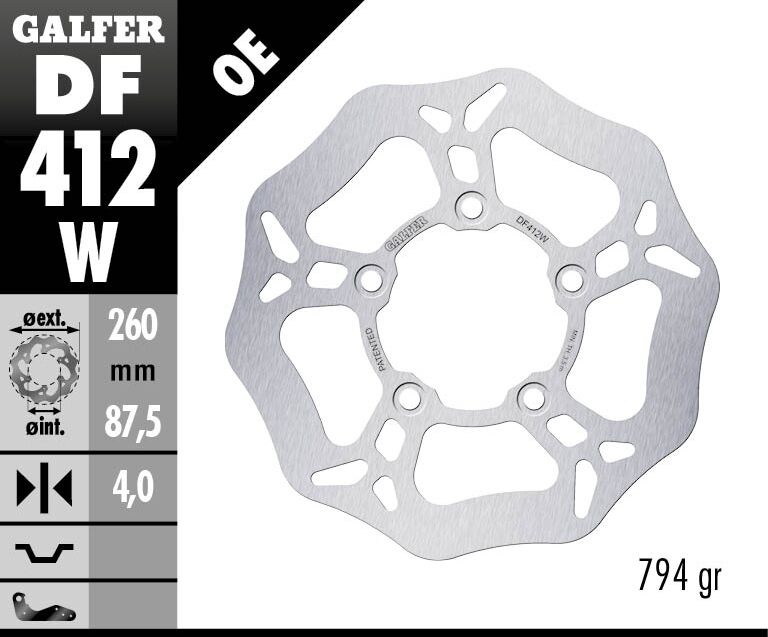 GALFER BRAKE ROTOR FIXED WAVE DF412W
