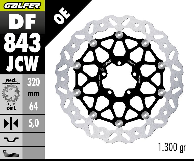 GALFER BRAKE ROTOR FLOATECH WAVE DF843JCW