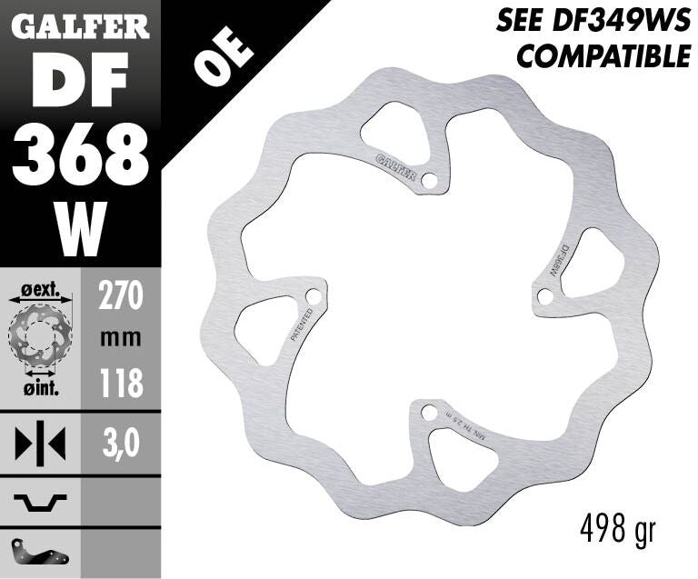 GALFER BRAKE ROTOR FIXED WAVE DF368W