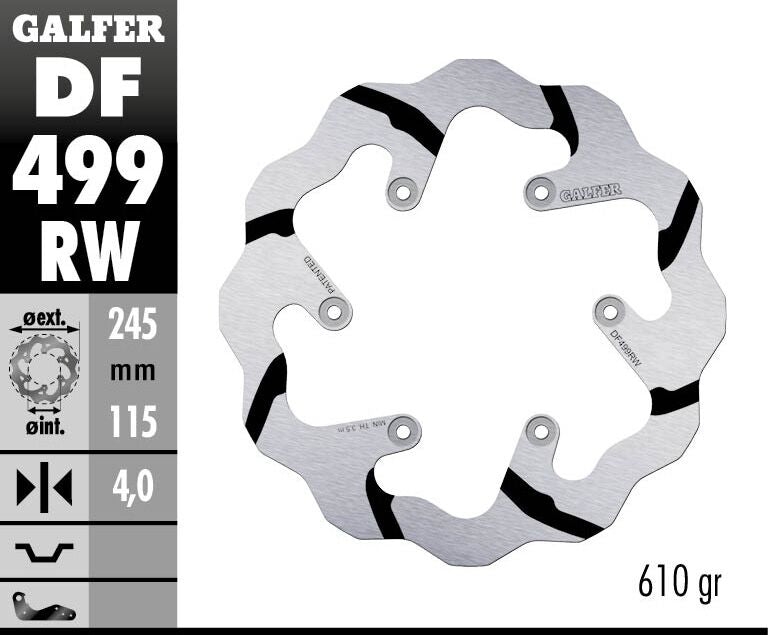 GALFER BRAKE ROTOR FIXED WAVE GROOVED 245MM DF499RW