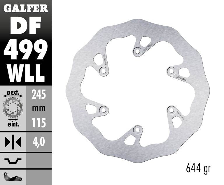 GALFER BRAKE ROTOR FIXED WAVE SOLID DF499WLL