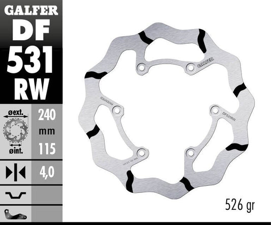 GALFER Brake Rotor Fixed WAVE Grooved 240MM DF531RW