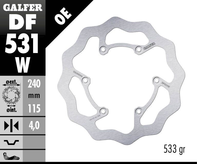 GALFER BRAKE ROTOR FIXED WAVE DF531W