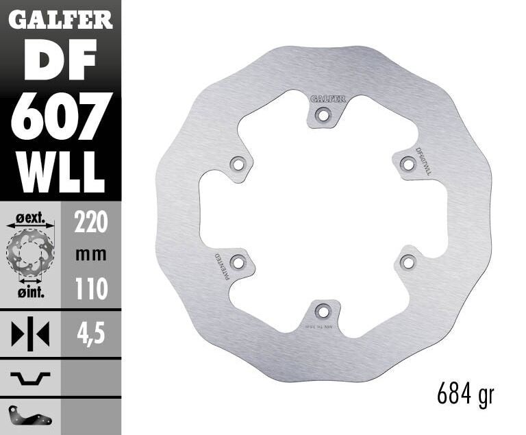 GALFER BRAKE ROTOR FIXED WAVE SOLID DF607WLL