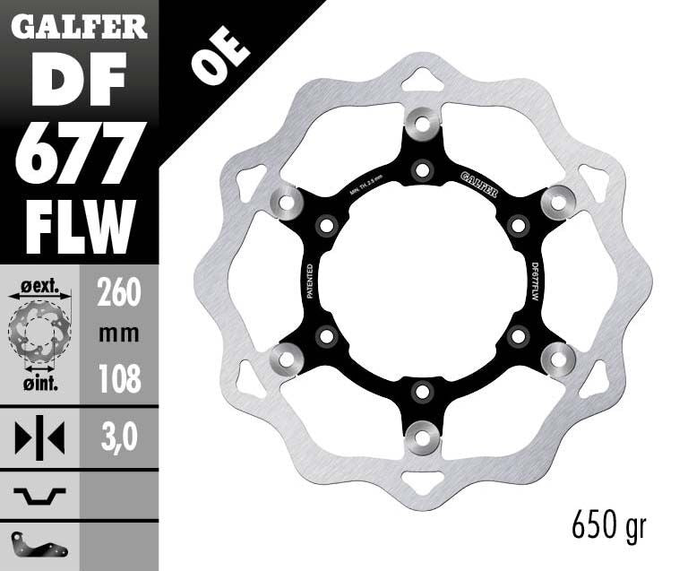 GALFER BRAKE ROTOR FLOATING WAVE STEEL CENTER DF677FLW