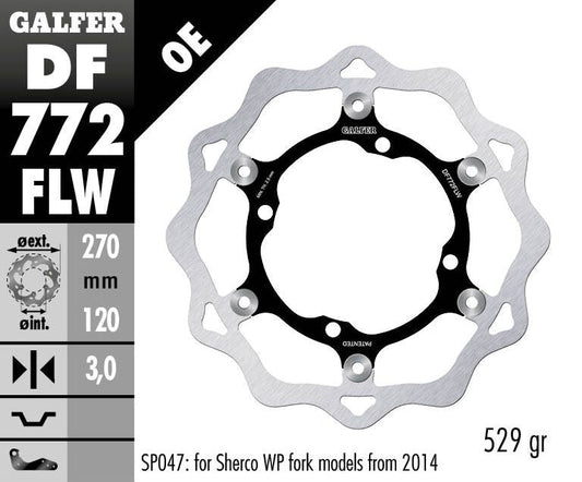 GALFER Brake Rotor Floating WAVE Steel Center DF772FLW