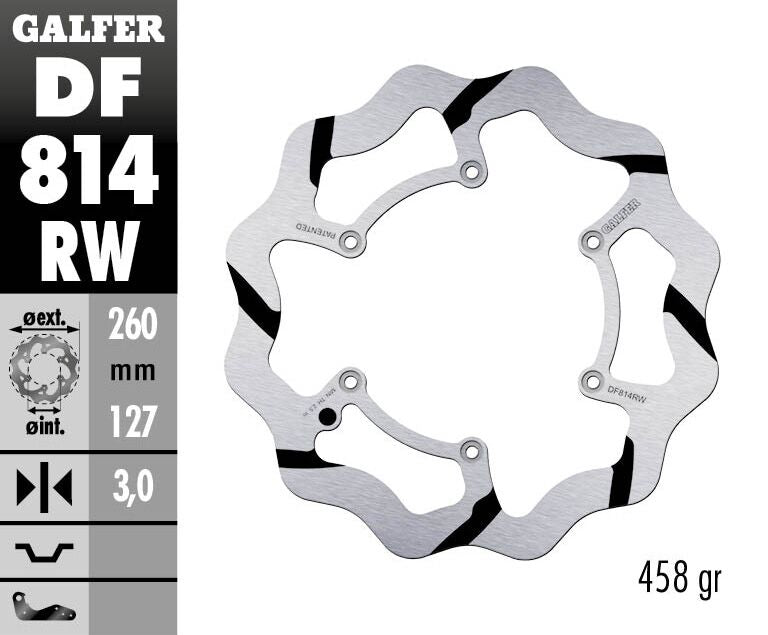 GALFER BRAKE ROTOR FIXED WAVE GROOVED 260MM DF814RW