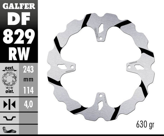GALFER Brake Rotor Fixed WAVE Grooved 243MM DF829RW