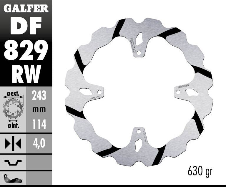 GALFER BRAKE ROTOR FIXED WAVE GROOVED 243MM DF829RW