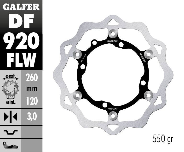 GALFER BRAKE ROTOR FLOATING WAVE STEEL CENTER DF920FLW