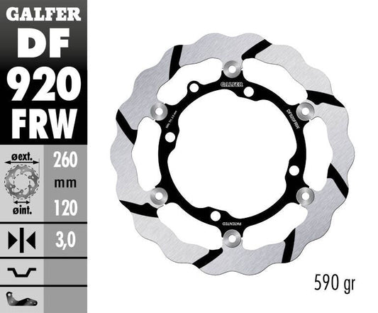 GALFER Brake Rotor Floating WAVE Grooved DF920FRW