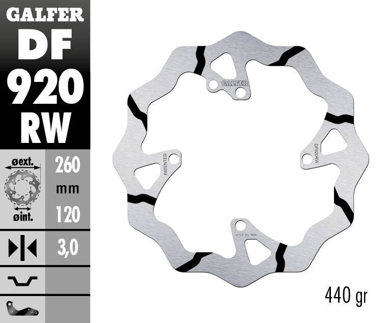 GALFER BRAKE DISC FIXED WAVE GROOVED DF920RW