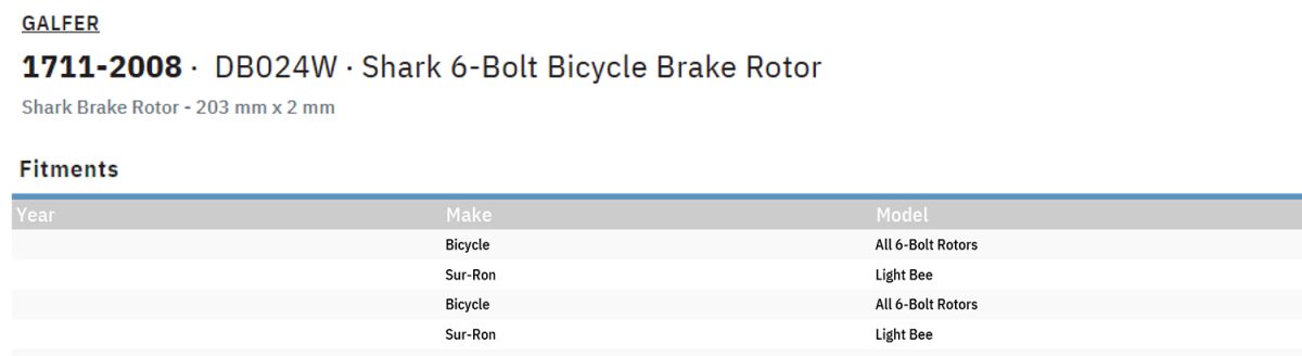 GALFER BRAKE ROTOR FIXED SHARK 203 DB024W
