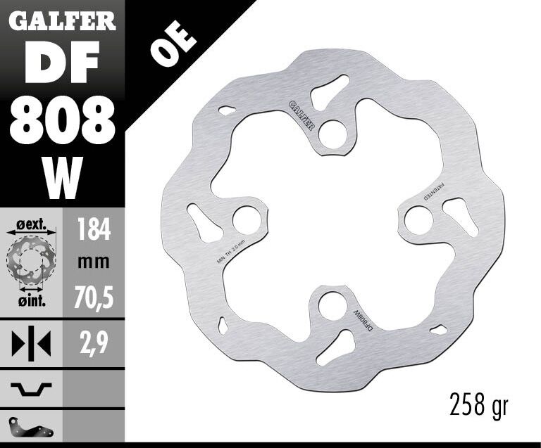 GALFER BRAKE ROTOR FIXED WAVE DF808W
