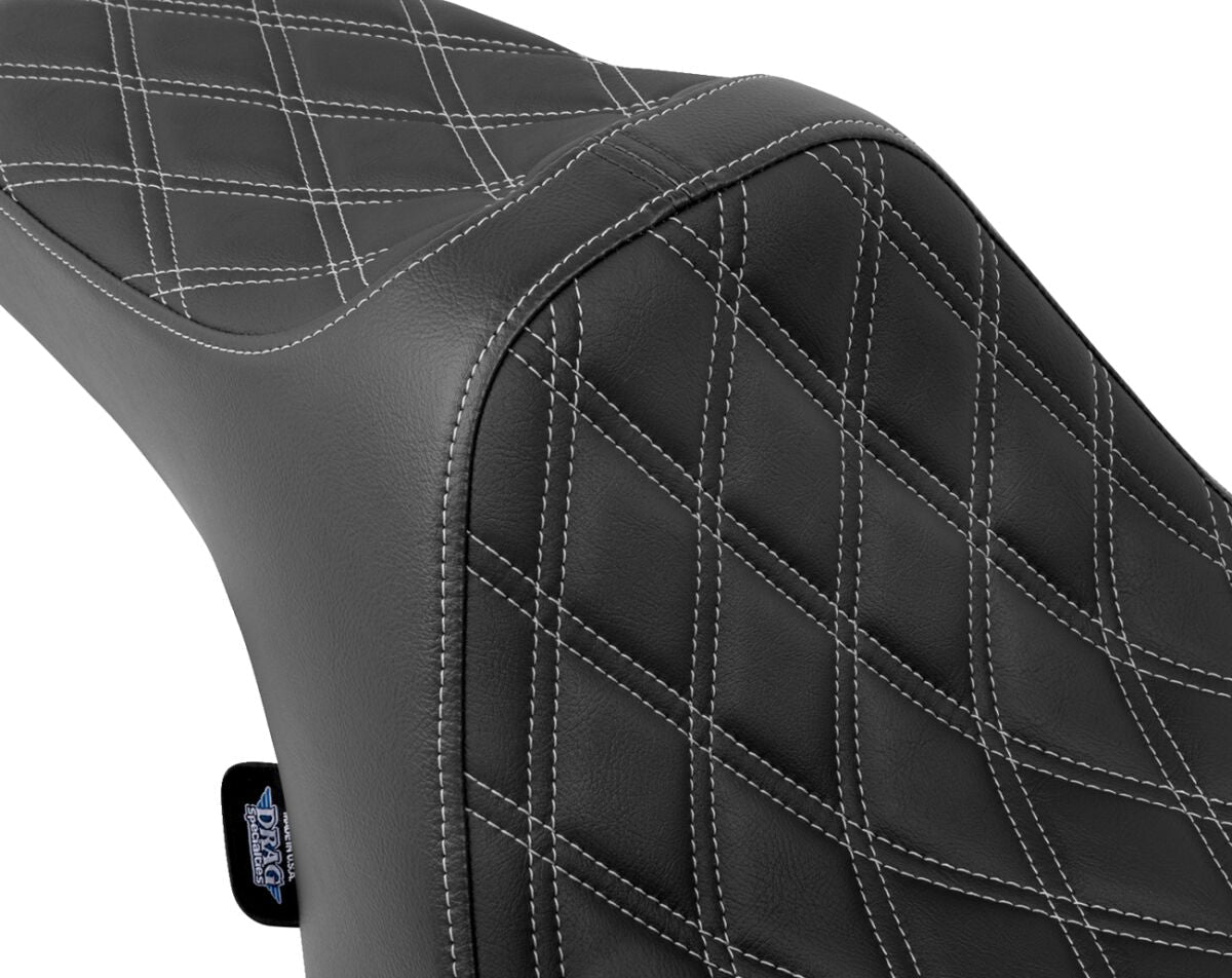DRAG SPECIALTIES SEATS Seat Predator 3 Double Diamond Silver Vinyl Touring 4686C