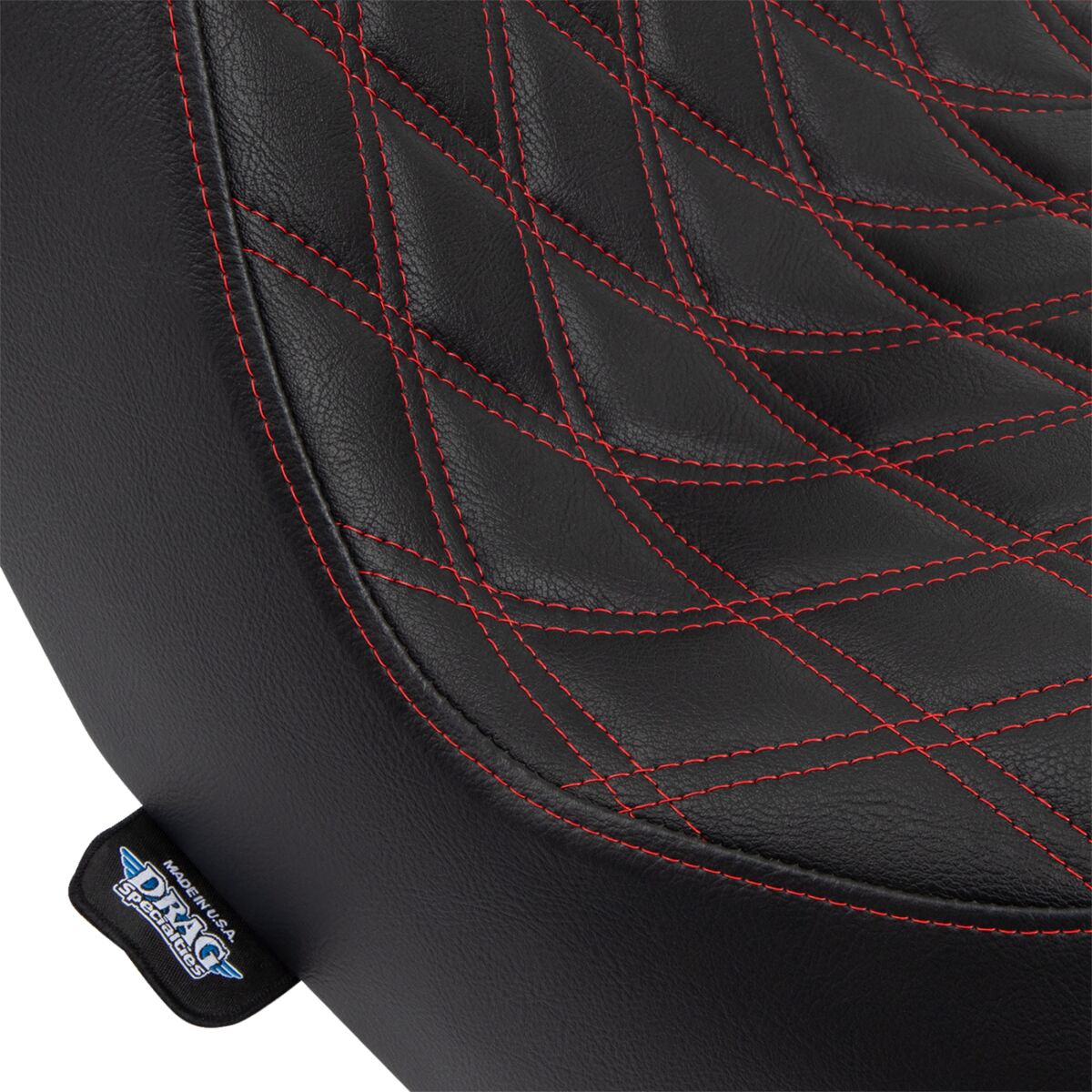 DRAG SPECIALTIES SEATS Predator III Seat - Double Diamond - Black w/ Red Stitching - Softail 18+ 0802-1492