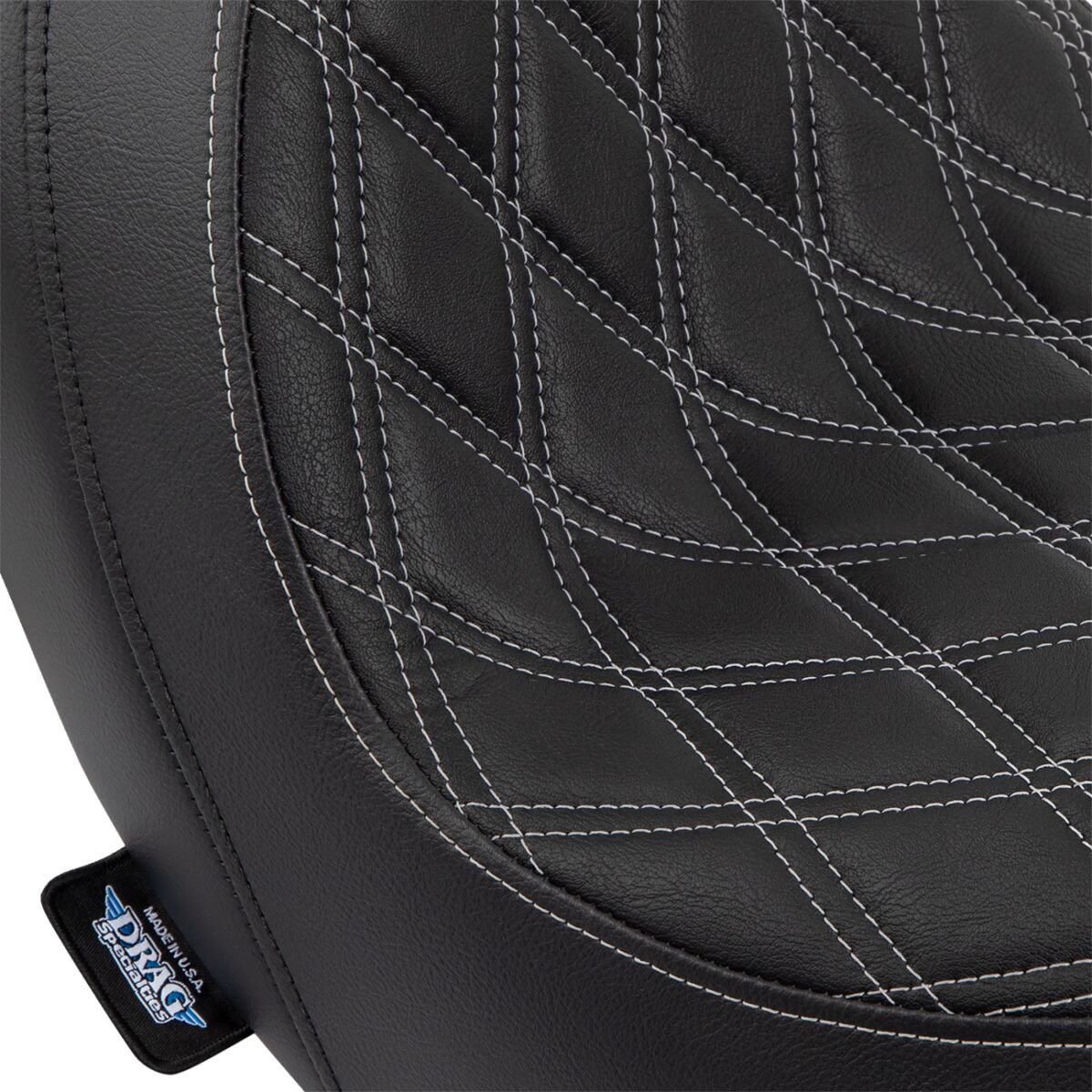 DRAG SPECIALTIES SEATS Predator Seat - Double Diamond w/ Silver Sitching - Vinyl - FL 0802-1518