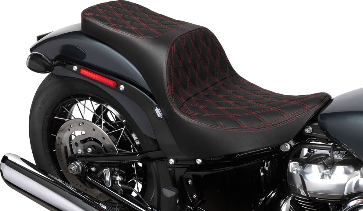 DRAG SPECIALTIES SEATS Freedom Seat - Vinyl - Double Diamond Red Stitch 4719D