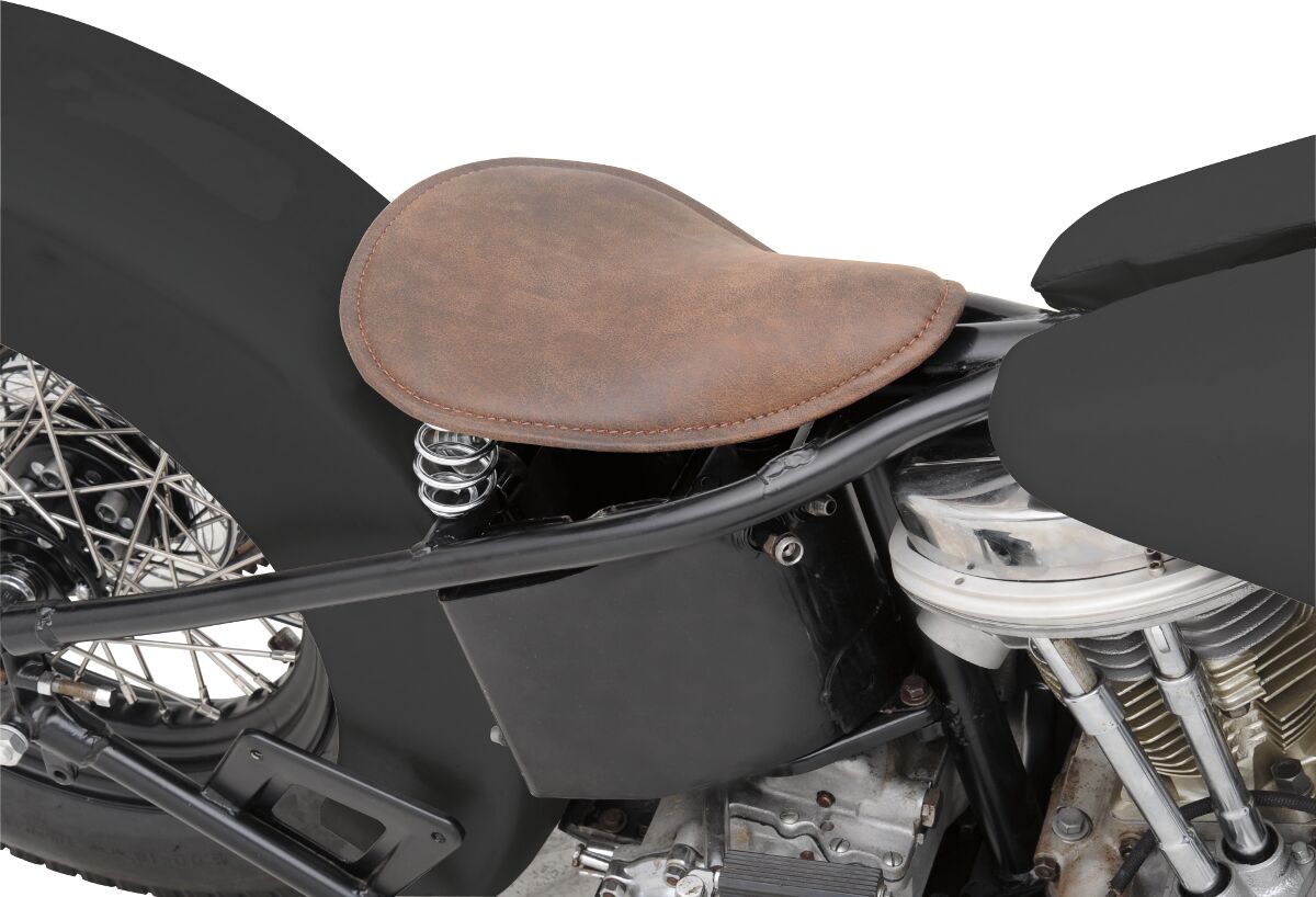 DRAG SPECIALTIES SEATS SEAT SPRING SOLO SMALL LOW-PROFILE FRONT SOLO LEATHER DISTRESSED BROWN 0806-0039