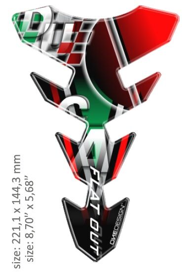 OneDesign UNIVERSAL TANK PAD - GLOSS RED/GREEN/WHITE/BLACK - DUCATI DESIGN - 22,11 CM X 14,43 CM | 8.70" X 5.6 CGEXS60P