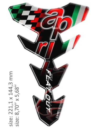 OneDesign UNIVERSAL TANK PAD - GLOSS BLACK/RED/GREEN - APRILIA DESIGN - 22,11 CM X 14,43 CM | 8.70" X 5.68" - CGEXS62P