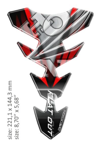 OneDesign UNIVERSAL TANK PAD - GLOSS BLACK/WHITE/RED - HONDA DESIGN - 22,11 CM X 14,43 CM | 8.70" X 5.68" - RE CGEXS65P