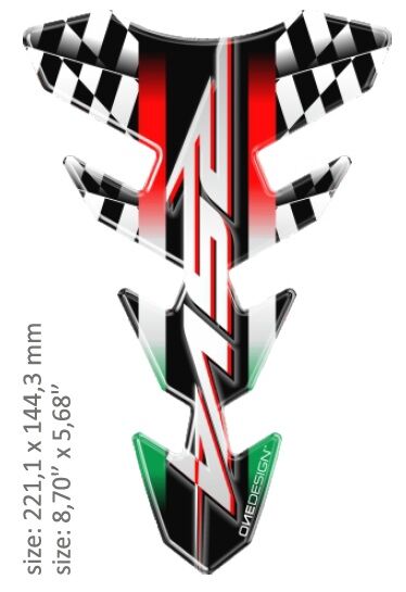 OneDesign UNIVERSAL TANK PAD - GLOSS GREEN/WHITE/RED/BLACK/WHITE - APRILIA RSV4 DESIGN - 22,11 CM X 14,43 CM | CGEXS68P