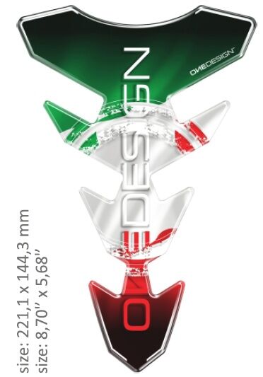 OneDesign UNIVERSAL TANK PAD - GLOSS GREEN/WHITE/RED - ITALIAN FLAG DESIGN - 22,11 CM X 14,43 CM | 8.70" X 5.6 CGEXS77P