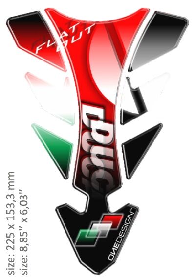 OneDesign UNIVERSAL TANK PAD - GLOSS RED/GREEN/WHITE/BLACK - DUCATI DESIGN - 22,5 CM X 15,33 CM | 8.85" X 6.03 CGFUTUR5P